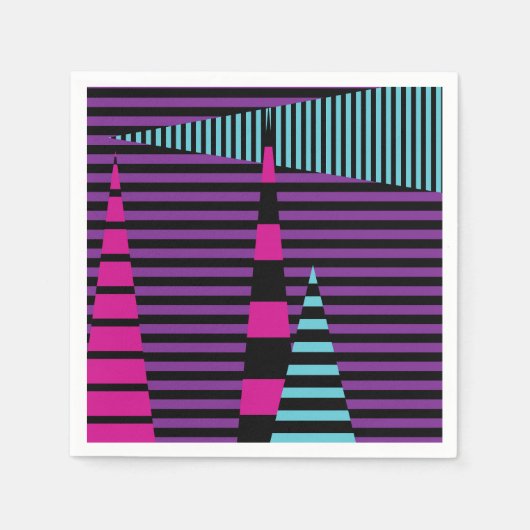 Strepen op Strepen - Roze, Paarse, Blauw en Zwart Servet (Voorkant)