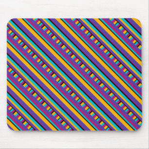 Strepen paarse geel blauw muismat