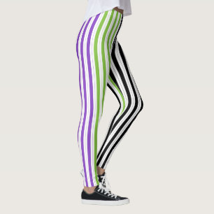 Strepen Paarse Groen Zwart Leggings