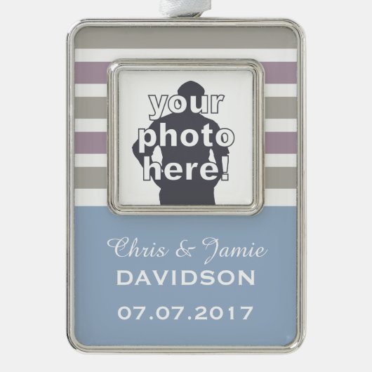 Strepen Patroon aangepaste bruiloft ornament (Voorkant)
