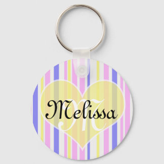 Strepen patroon (paars, geel ,wit en roze) sleutelhanger