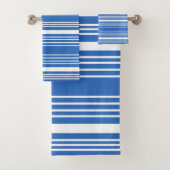 Strepen Periwinkle Blauw & Wit Badhanddoek Set Bad Handdoek (Insitu)