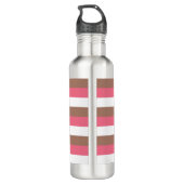 Strepen Personaliseren Roze Bruin Wit Waterfles (Achterkant)