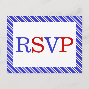Strepen Rood Wit Blauw RSVP Uitnodiging Briefkaart