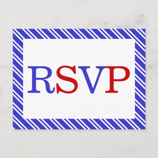 Strepen Rood Wit Blauw RSVP Uitnodiging Briefkaart (Voorkant)