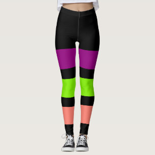 STREPEN SLECHTS - de paars, springen groen, zalm Leggings
