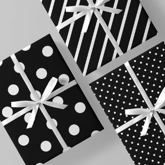 Strepen & Stippen Klassiek Zwart & Wit Inpakpapier Vel