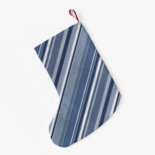 Strepen van blauw en wit kleine kerstsok (Achterkant (Hangend))