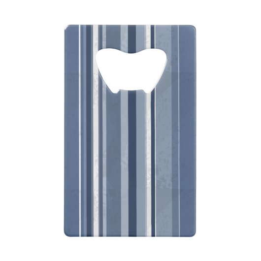 Strepen van blauw en wit kredietkaart flessenopener (Voorkant)