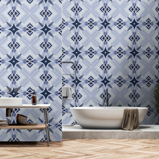 Strepen van harmonie blauw en grijs behang