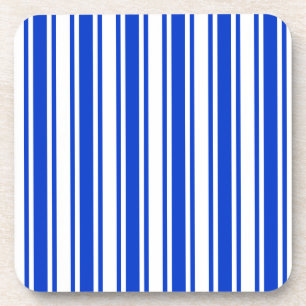 strepen van koninklijk blauw en wit snoep bier onderzetter