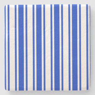 strepen van koninklijk blauw en wit snoep stenen onderzetter