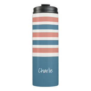 Strepenpatroon op maat gemaakte monogram-beker thermosbeker