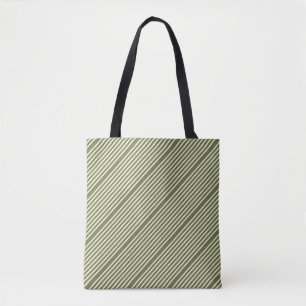 Strepenpatroon tweedelig mosgroen crème tote bag