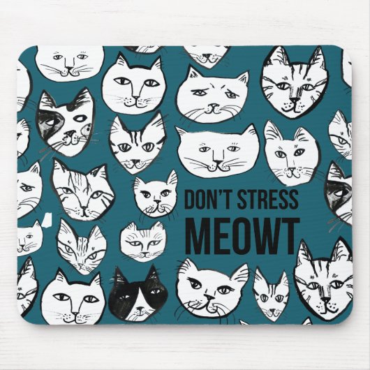 Stress MEOWT Cat Head Pattern Green niet Muismat (Voorkant)