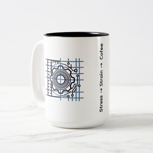 Stress → Strain → Coffee | Mechanical Engineer Mug (Devant gauche)