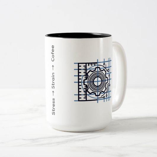 Stress → Strain → Coffee | Mechanical Engineer Mug (Devant droit)