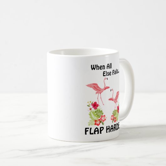 Stress Verminderende Humor Flamingo's Flapperende  Koffiemok (Voorkant rechts)