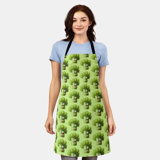 Stressed Cartoon Funny Broccoli Pattern Schort (Gedragen)