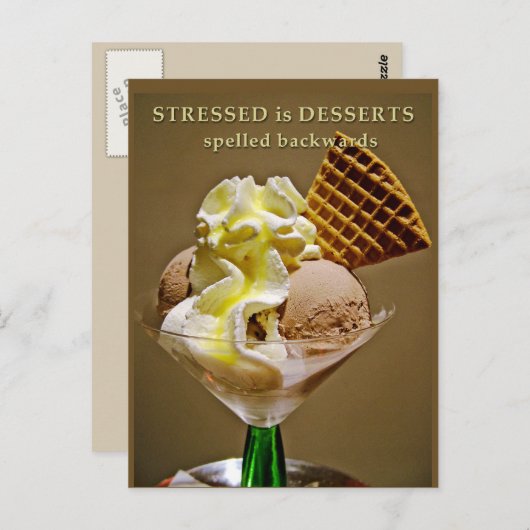 STRESSED is DESSERTS die achteruit gespeld zijn -  Briefkaart (Voorkant / Achterkant)