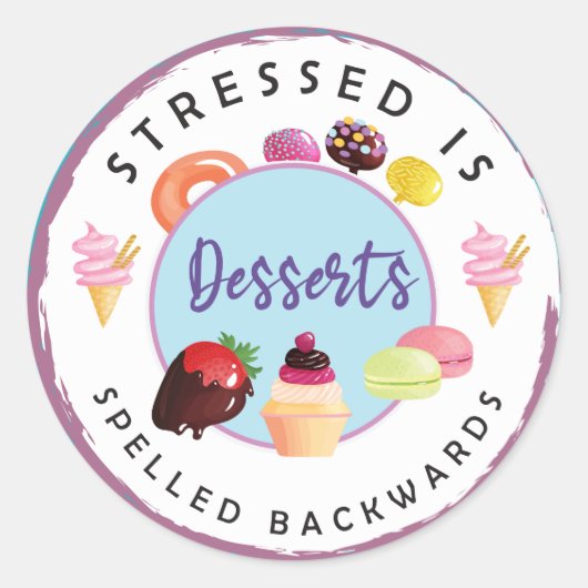 Stressed is desserts gespeld achterwaarts sticker (Voorkant)