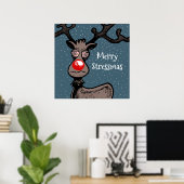 Stressmas met Rudolph van het Poster van de rendie (Thuiskantoor)