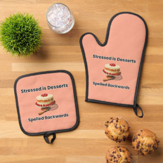 Stresst is Achteruit gespeld Desserts Ovenwant & Pannenlap Set