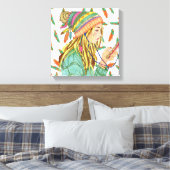 Stretch Canvas Boho Pet Meisje Afdruk (Insitu (Slaapkamer))