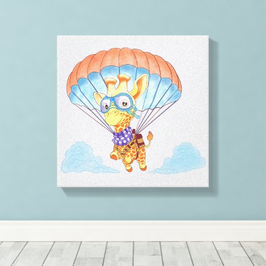 Stretch Canvas Parachute Giraffe (Insitu (Houten vloer))