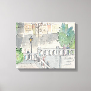 Stretch Canvas "Waterverf Sketch/Chateau of Blois Afdruk