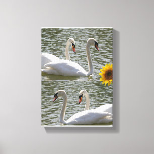 Stretched Canvas Moederdag Swan Zonnebloem Afdruk