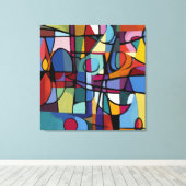 Stretched Canvas print: Abstracte kunst in Cuba Afdruk (Insitu (Houten vloer))