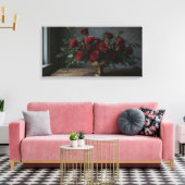 Stretched Canvas Print Dark Florals (Insitu (Woonkamer))
