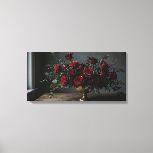 Stretched Canvas Print Dark Florals (Voorkant)