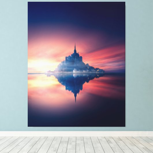Stretched Canvas Print - Mont Saint-Michel Frankri (Insitu (Houten vloer))