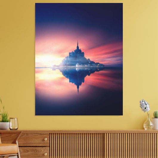 Stretched Canvas Print - Mont Saint-Michel Frankri (Insitu (Woonkamer))