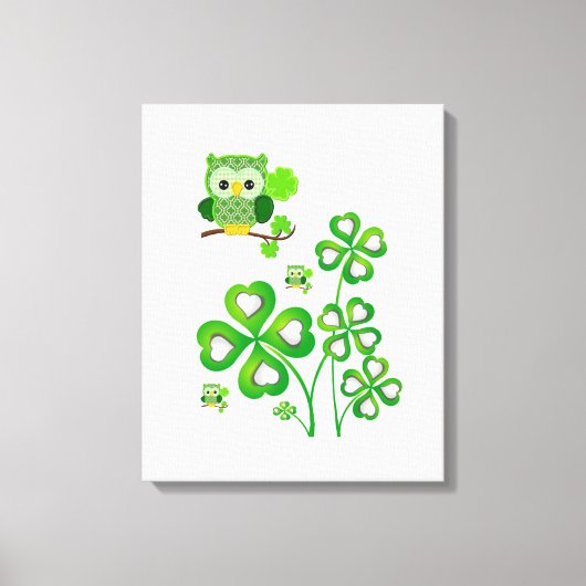 Stretched Canvas print St. Patrick's Day Owl (Voorkant)