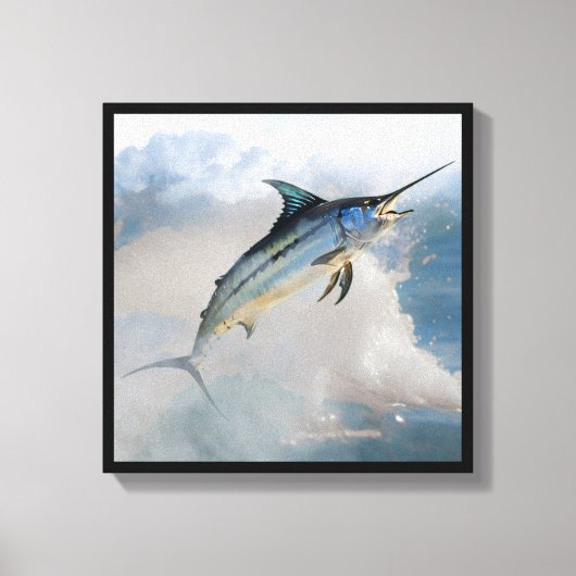 Stretched Canvas Print with Jumping Marlin (Voorkant)
