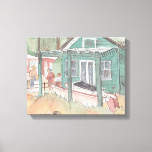 Stretched Canvas "Waterverf schetsen/kristalcove" Afdruk