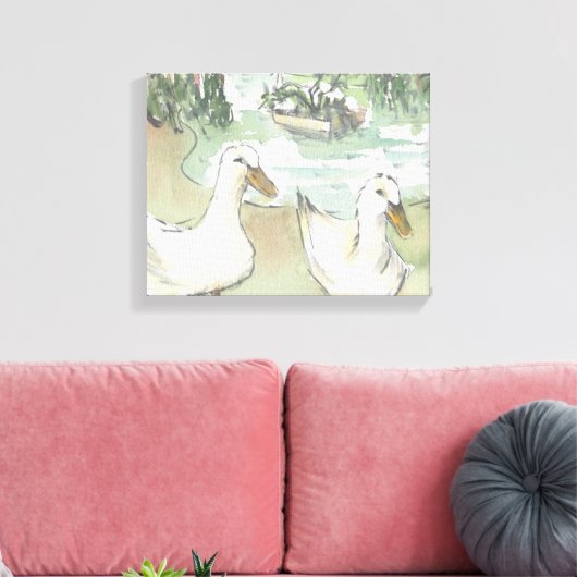 Stretched Canvas "Waterverf Sketch/Ducks Paris" (Insitu (Woonkamer))
