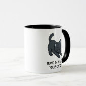 Stretching Black Cat Custom Text Mok (Voorkant rechts)