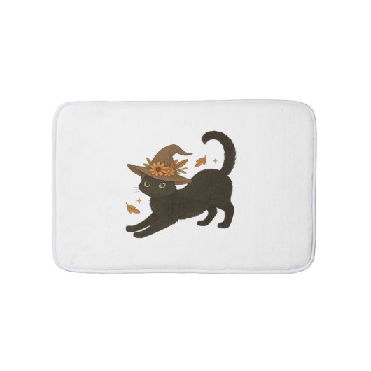 Stretching Black Cat – Witchy Autumn Classic T-Shi Badmat (Voorkant)