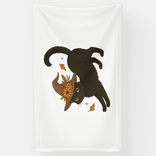 Stretching Black Cat – Witchy Autumn Classic T-Shi Spandoek (Verticaal)
