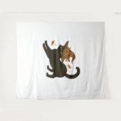 Stretching Black Cat – Witchy Autumn Classic T-Shi Wandkleed (Voorkant (horizontaal))