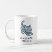 Stretching Grey Tabby Cat Custom Text Koffiemok (Links)