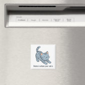 Stretching Grey Tabby Cat Custom Text Magneet (Insitu (Vaatwasser))