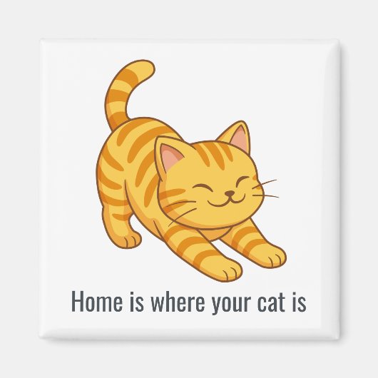 Stretching Orange Tabby Cat Custom Text Magneet (Voorkant)