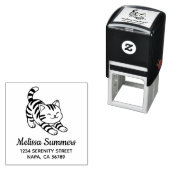 Stretching Tabby Cat Address Zelfinktende Stempel (In situ)