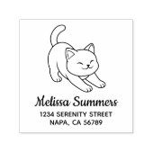 Stretching White Cat Address Zelfinktende Stempel (Design)