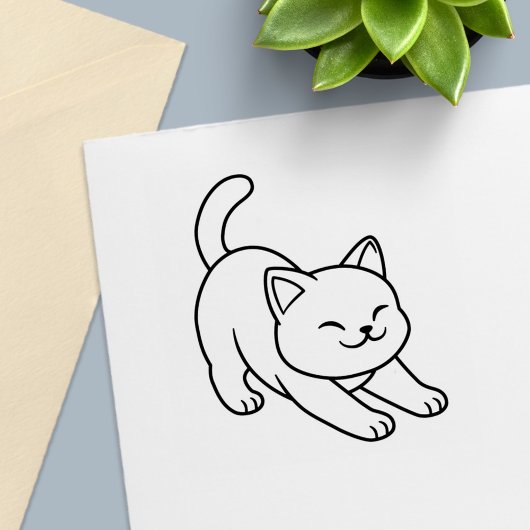 Stretching White Cat Zelfinktende Stempel